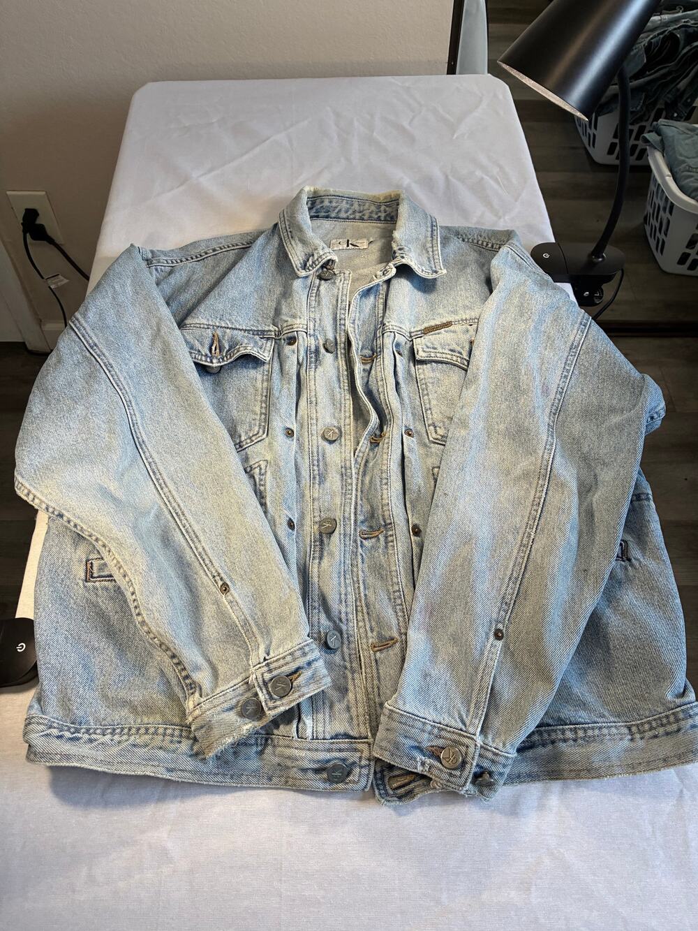 Vintage Calvin Klein Jeans Light Wash Denim Jacket Size L CK 90s Style